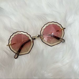 Chloé 56mm Geometric Scalloped Sunglasses